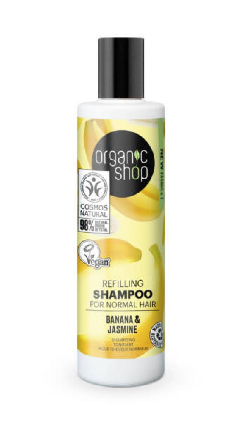 Organic Shop sampon, tápláló, banán és jázmin, 280ml