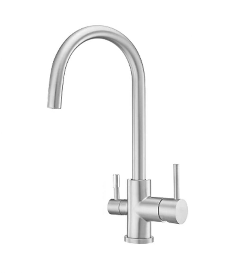 3-utas konyhai csaptelep hajlított, Klasszik dizájn, ÍVES, INOX