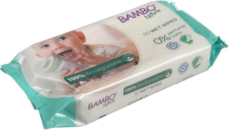 Bambo Nature 100%-ban lebomló törlőkendő (50 db)