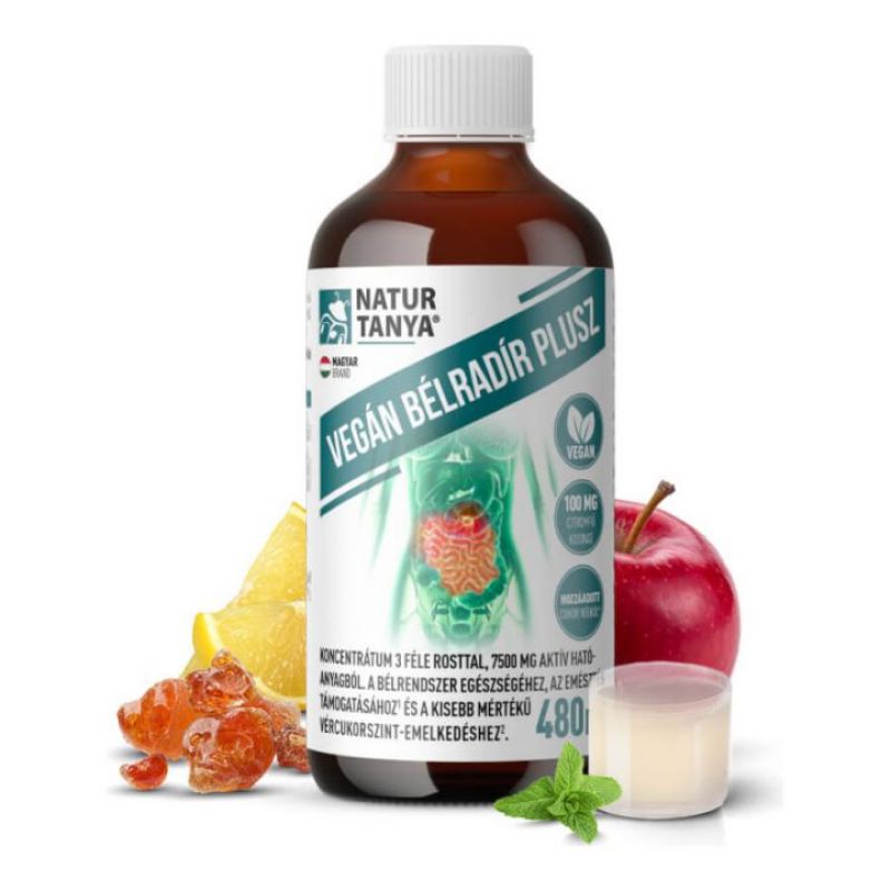 Vegán Bélradír Plusz - folyékony rost 3 féle prebiotikum, citromfűvel az emésztés egészségéhez-480 ml-Natur Tanya
