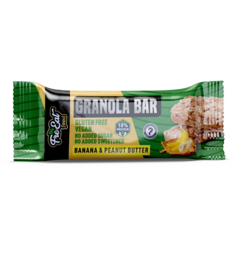 FreEat Food Granola Bar Banános, Granolás Szelet Növényi Fehérjével 50 g