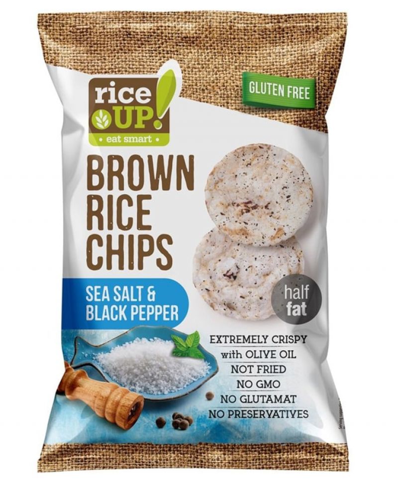 Rice Up Barna Rizs Chips Sós és Borsos Ízű 60 g