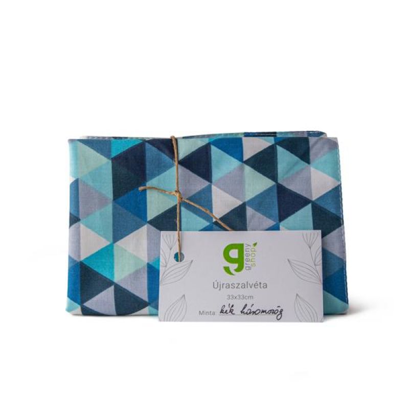 Greeny textil szalvéta, egyrétegű, 37x37cm, kék háromszöges