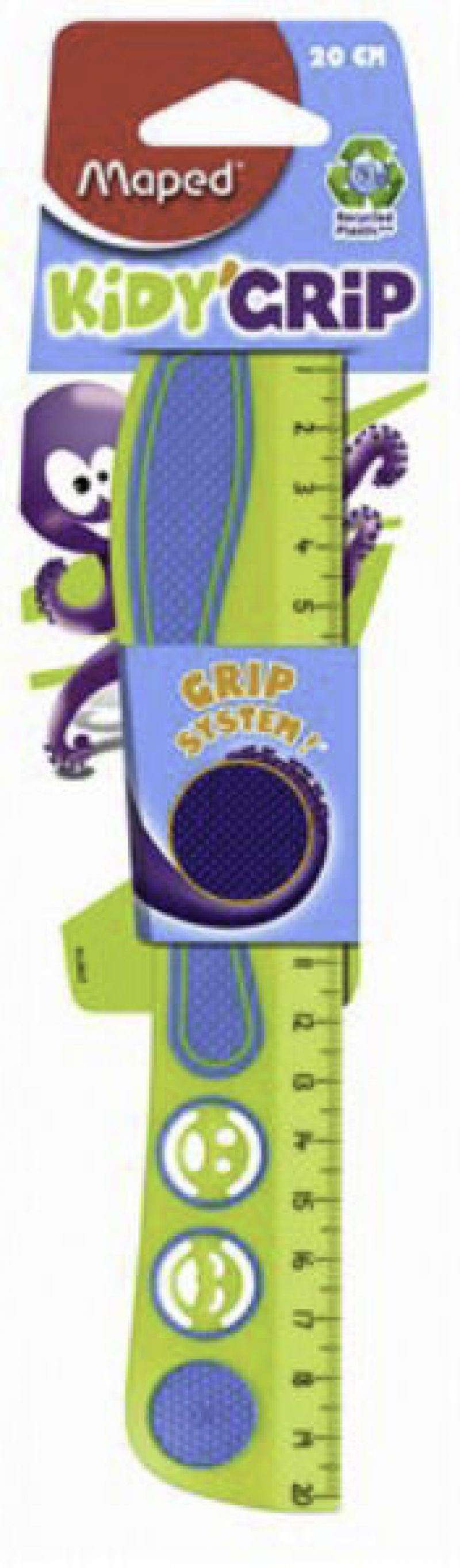Maped gumírozott vonalzó, "Kidy Grip", 21cm, vegyes színek