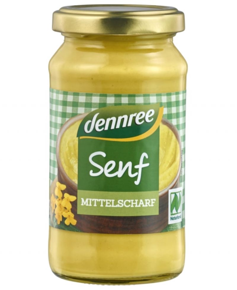 Dennree Mustár enyhén csípős bio 200 ml