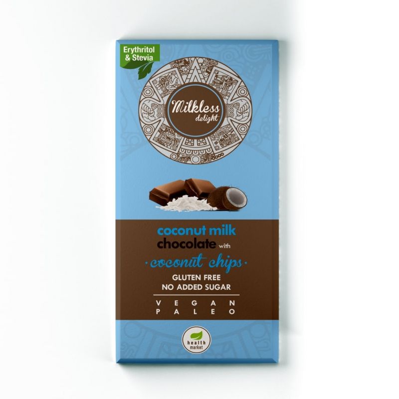 Health Market Milkless Delight Kókusztej csokoládé kókuszchipsszel 80 g