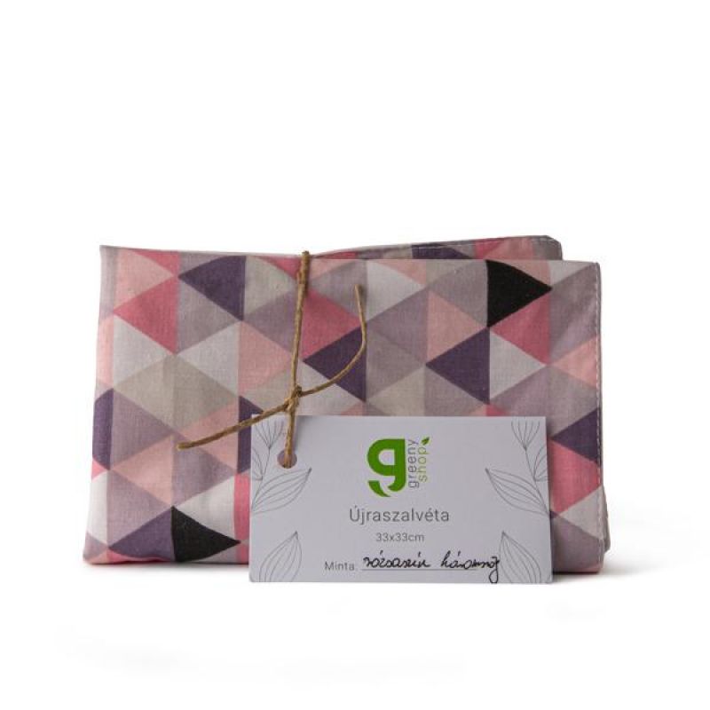 Greeny textil szalvéta, egyrétegű, 37x37cm, pink háromszöges