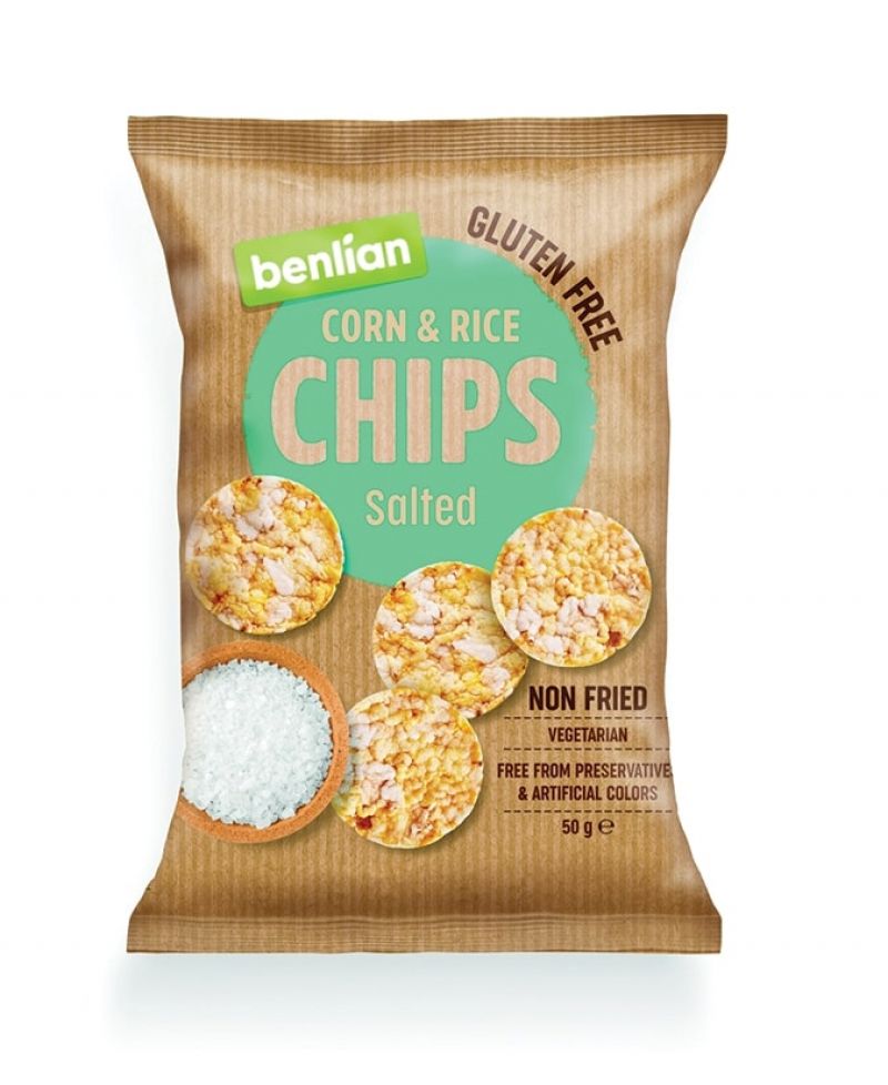 Benlian kukorica és barnarizs chips sós 50 g