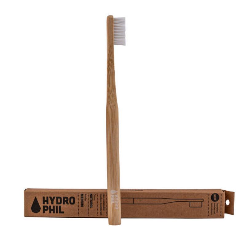 Hydrophil bambusz fogkefe, felnőtt, közepes sörtével, natúr