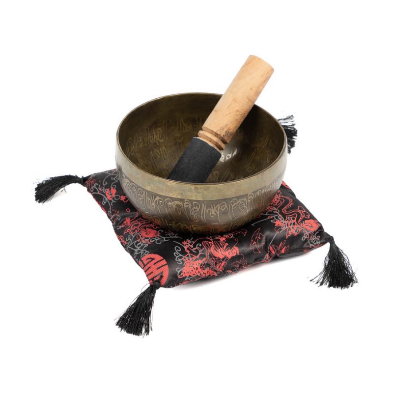 Kézzel készült tibeti hangtál, mantra gravírozással, kb. 14 cm - Bodhi