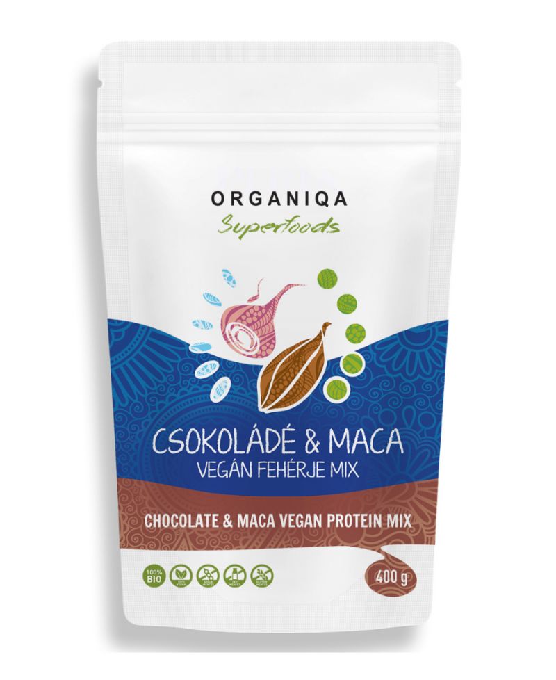 Organiqa Bio Vegán Csokoládé-Maca Fehérje Mix 400 g
