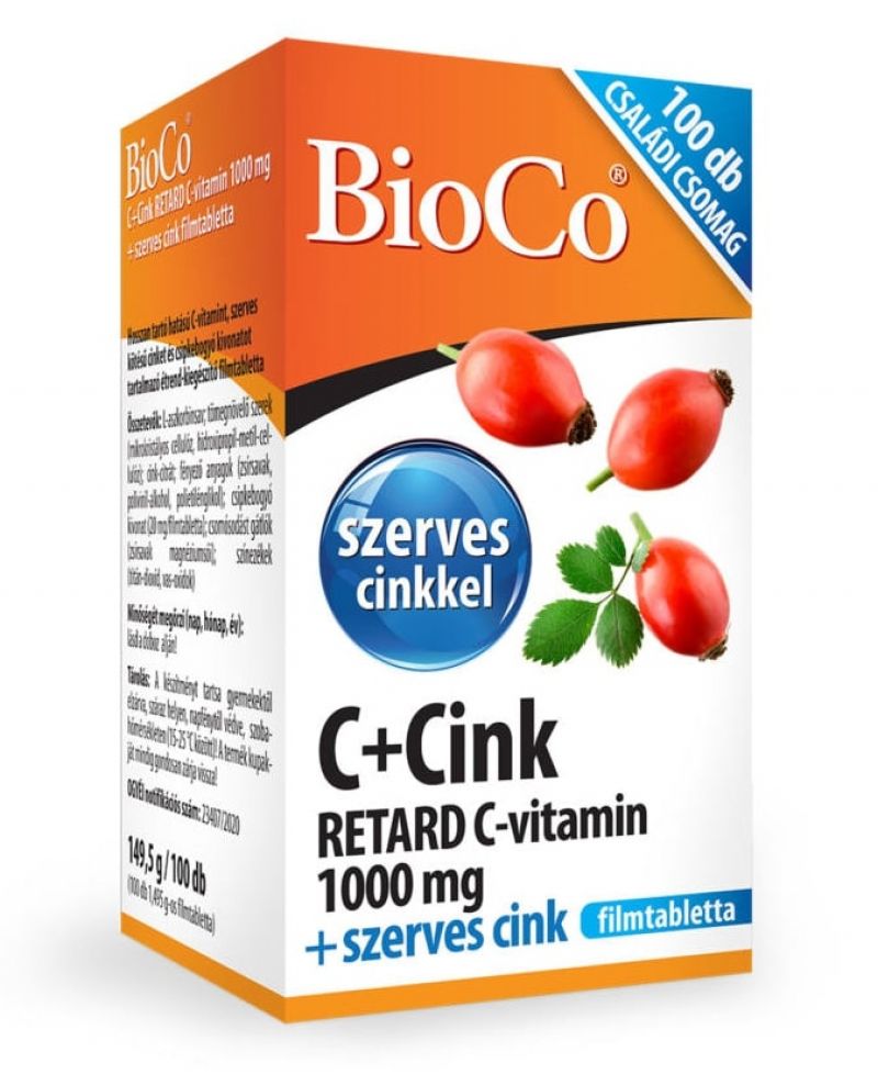 BioCo C+Cink Retard C-vitamin 1000 mg + szerves cink 100 db