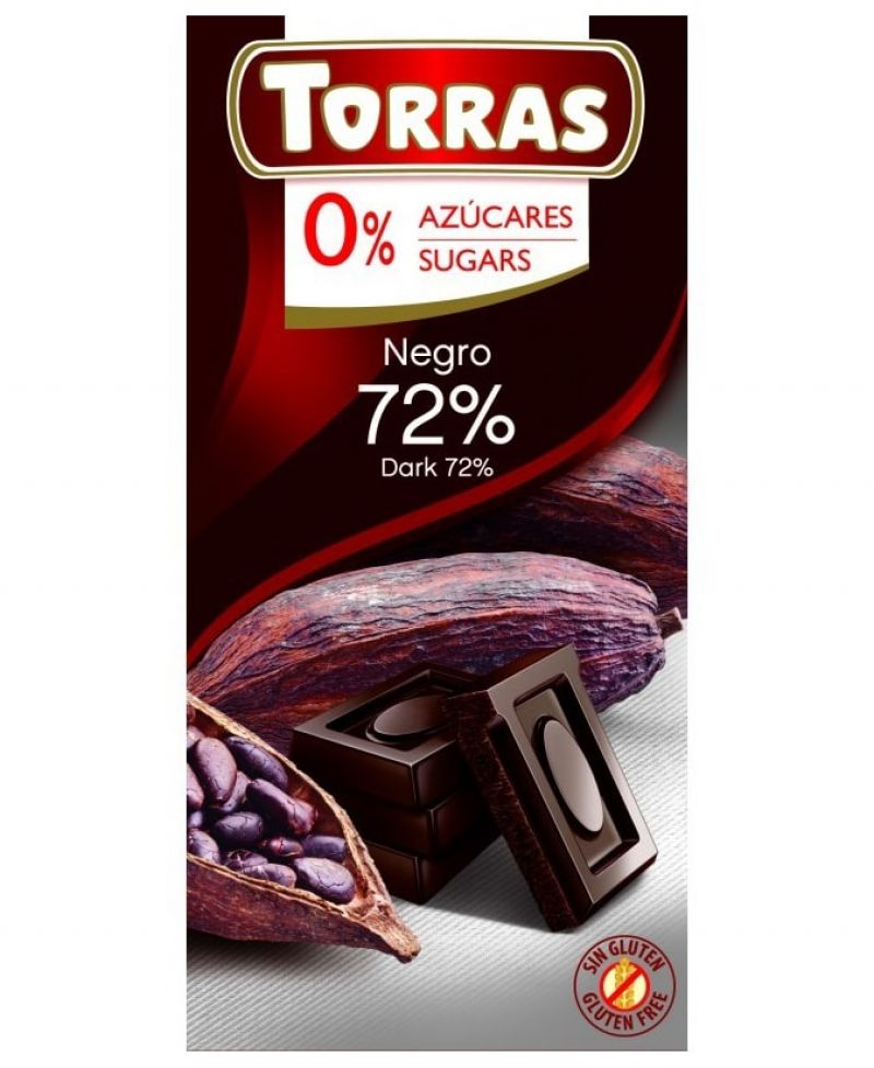 Torras Étcsokoládé 72% kakaótartalommal hozzáadott cukor nélkül 75 g