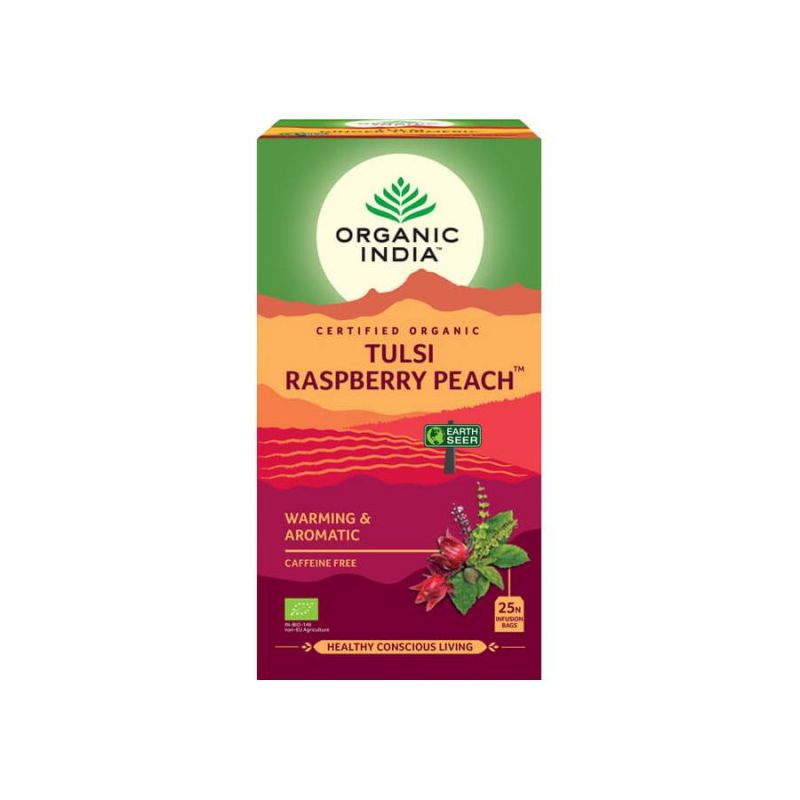 Tulsi RASPBERRY PEACH Málna Őszibarack, filteres bio tea, 25 filter - Organic India