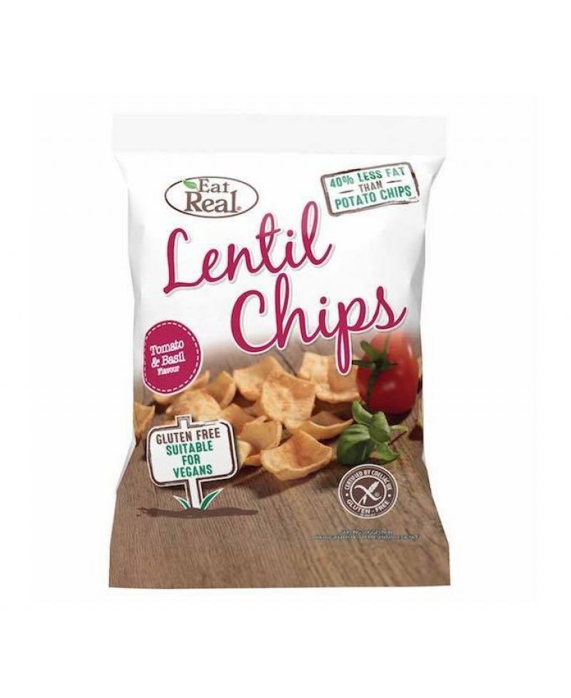 Eat Real Lencse Chips Paradicsom Bazsalikom 40 g