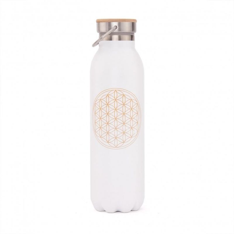 Fémkulacs - Élet Virága - Fehér - 600 ml  - Bodhi